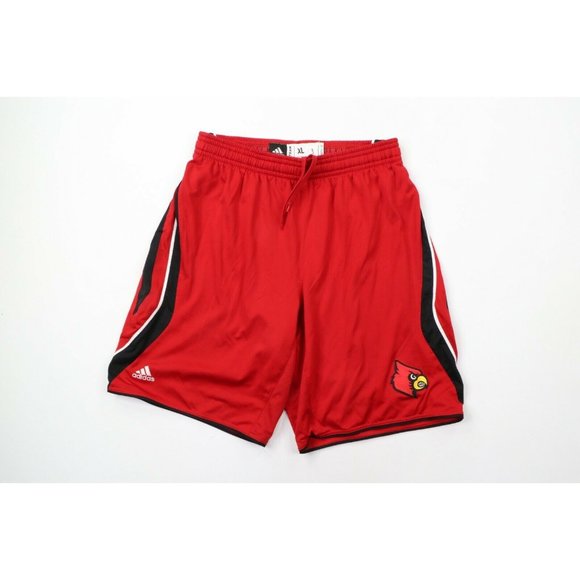 Adidas University of Louisville Team Issued Game Worn Basketball Shorts Red XL